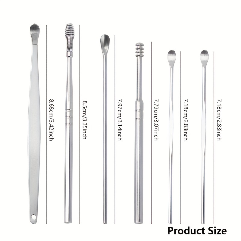 Stainless Steel Ear Wax Removal Tool Set, 6 in 1